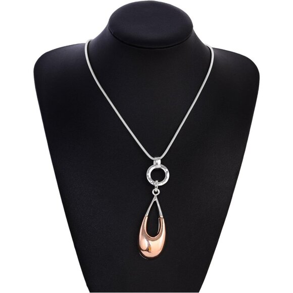 Long Necklaces Women Waterdrop Pendant Layered Y Statement Bohemian Rose Gold - Picture 2 of 7